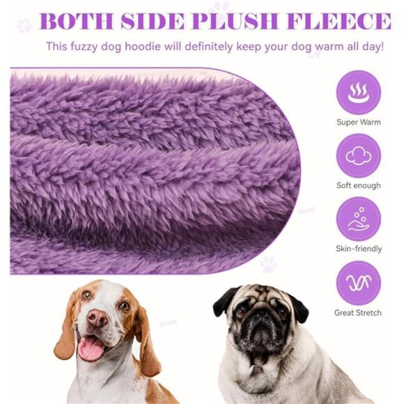 Dog Sweaters for Medium Dogs Hoodie Soft Double-Sided Plush Fleece - Picture 4 of 7